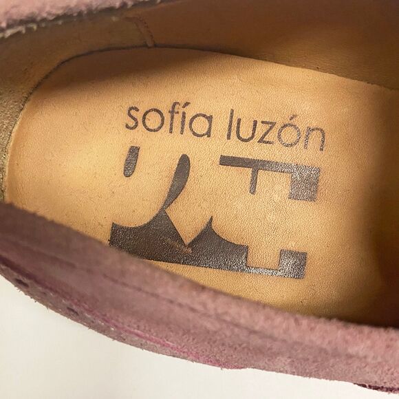 Sofia Luzon Pink Suede Brogues Oxfords Shoes EU 37 US 6.5 Spain Lace-up Handmade - Picture 8 of 9